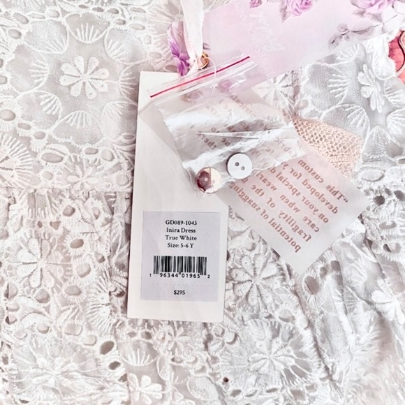 LoveShackFancy Bridal Girls White Eyelet Inira Dress Sz 5-6 years New with Tags - Picture 5 of 10
